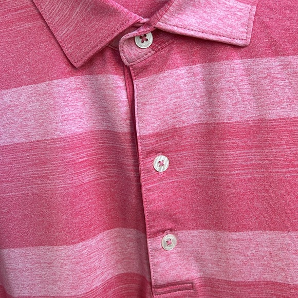 ⛳️🏌️🍓Like New Johnnie-O Wide Striped Strawberry (Heathered Pinks) Polo Men’s XL - Picture 7 of 17